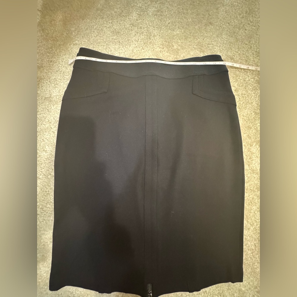 BCBGMAXAZRIA Black Zip Front Pencil Skirt | Stretch | Size S